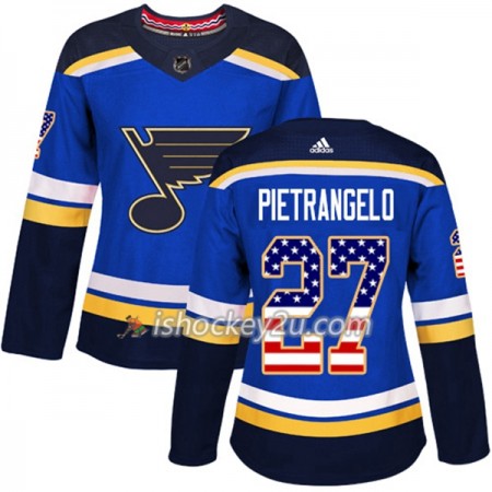 Dame NHL St. Louis Blues Trøje Alex Pietrangelo 27 Adidas 2017-2018 Blå USA Flag Fashion Authentic
